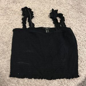 black ruffle tank top